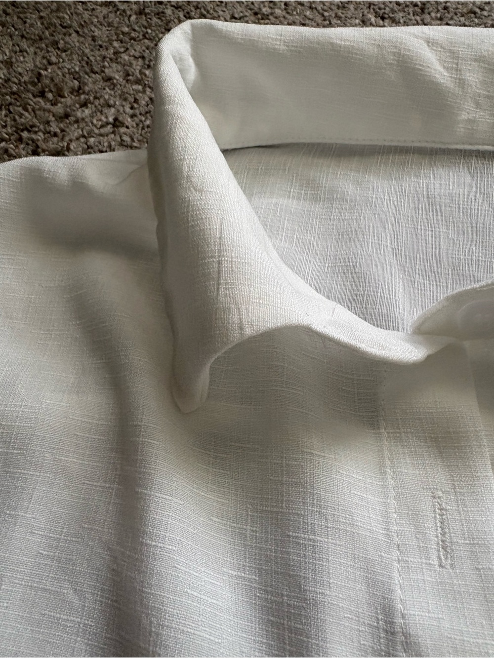 White Linen Blend Sleeveless Button Front Top & Shorts Set | Size Large - Picture 8 of 11